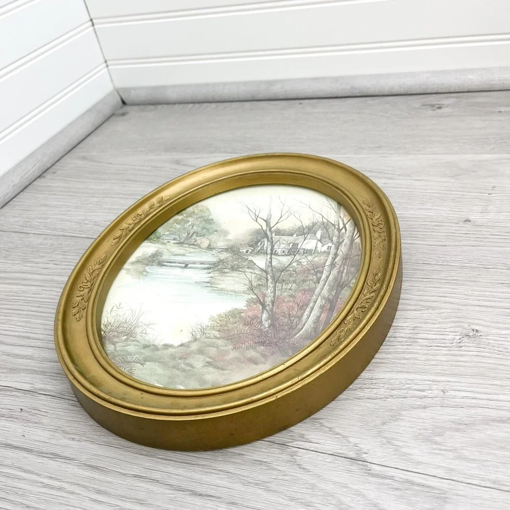 Vintage Gold Frame Nature Picture - Vintage Wall Hanging
